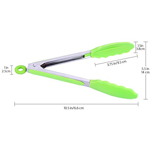 Belmalia Grillzange 23cm, Küchenzange, Servierzange, Silikon, Kochen, Wenden, Fleisch, Steak, Salat, Nudeln, Wok Grün - 3