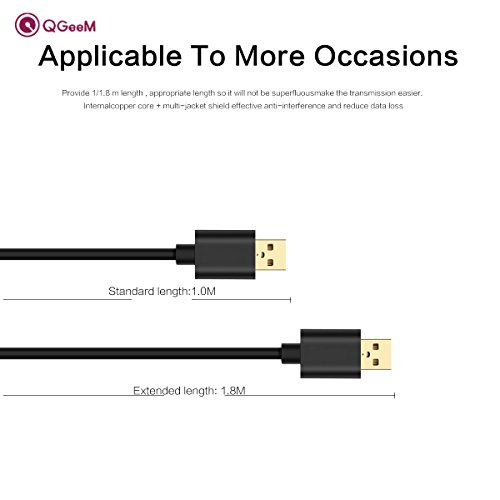 qgeem 3 Feet 1 m USB 3.0 Verlängerungskabel, Super Speed Datenübertragung, A Stecker an A Buchse, für USB-Stick, Festplatte, Kartenleser, Tastatur, Drucker, Scanner, Kamera und mehr - 3
