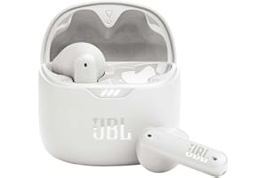 ‎JBL JBL Tune Flex TWS - słuchawki bezprzewodowe douszne z Bluetooth i ANC, wodoodporne (IPX4) dokanałowe słuchawki wygłuszające z możliwością odtwarzania do 32 h, TalkThru, Białe