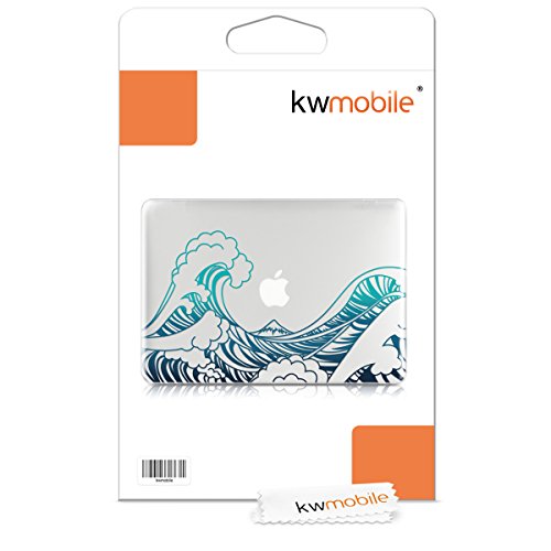 kwmobile Crystal Hülle für Apple MacBook Air 13″ (ab Mitte 2011) Hard Case – dünne durchsichtige transparente Schutzhülle Cover Tasche Wellen Design Blau Dunkelblau Transparent - 7