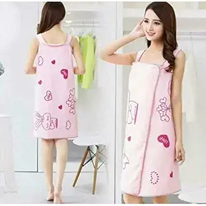Aayat Creations Womens Lady Bath Soft Convenient SPA Shower Wearable Towel, Fast Dry Women Beach Dress, Bath Skirt Lady Wearable Drying Girl Dress(80x140 cm, Peach)
