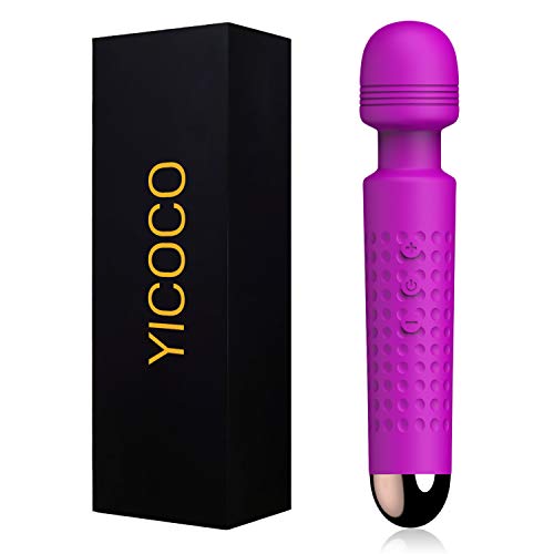 Wireless Electric Wand Massager, YICOCO Powerful Electric Massager Wand Cordless Rechargeable Massage Tools for Back Neck Shoulder Stress Relief (Purple) - Waterproof
