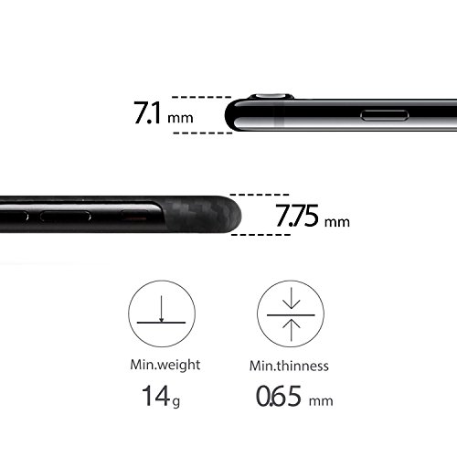 iPhone 8 Plus / iPhone 7 Plus Case,PITAKA Magcase Aramid Fiber[Real Body Armor Material]Phone Cover, Ultra Thin(0.65mm)Super Light(14g) Snap-on Case for iPhone 8+ / 7+-Black/Grey(Twill)