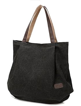 Groß Canvas Tote Tasche, Gindoly Vintage Durable Casual Unisex Handtasche Schultertasche für Shopping Travel School...