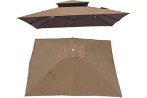IMUNKT 300x300cm Toile De Rechange De Parasol Carré, Dessus De Parapluie De Rechange, Auvent De Rechange pour Parapluie Offset/Parasol Jardin/Parasol Marché(Khaki)