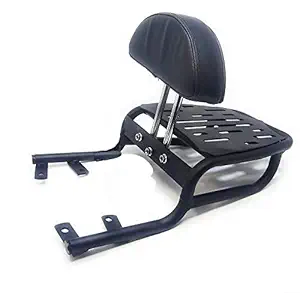 Spidy Moto Heavy Carrier Back Rest with Adjustable Cushion Support for Bullet Meteor 350,(Black).