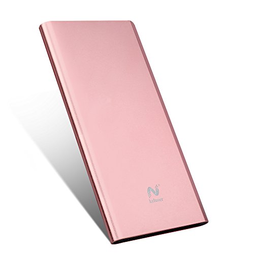 Keluoer Power Bank 10000mAh Ultra Dünn & Kompakt Externer Akku Dual-Port USB Ladegerät für Apple iPad, iPhone, Android Phones, Smartphones, Handys und Tablets (rosengold)
