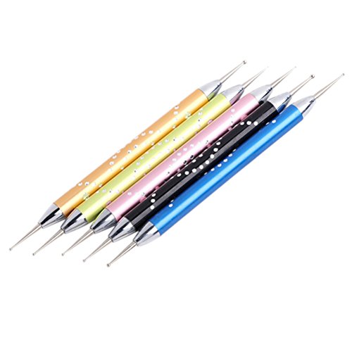 2-Way Dotting Pen Set for Nail Art Manicure Pedicure, Set of 5