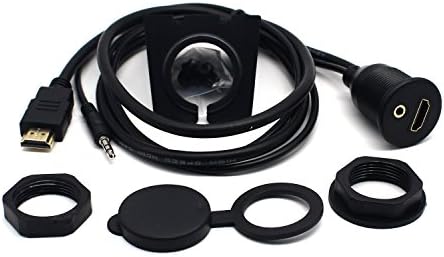 Fiimi 1M Length HDMI &amp; 3.5mm AUX extension Flush Mount Cable,Work for AUX Car Bike Boat Motercycle Water Proof (1 Meter)