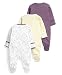 Mamas & Papas Baby-Girls Mamas And Papas 3 Pack Little Bunny All In One Long Sleeve Set of 3 Footies, Purple, 3-6 Months