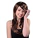 Bigood 56cm Inclined bang natural elegant temperament long straight Brown wigs