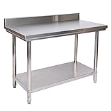 mesa alta cocina industrial Con pies regulables para adaptarla a la altura correcta de trabajo.