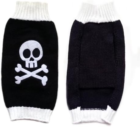 Westieclub Cute Soft Halloween Style Black/White Skull Puppy Dog Sweater Jumper Clothes Coat (L)
