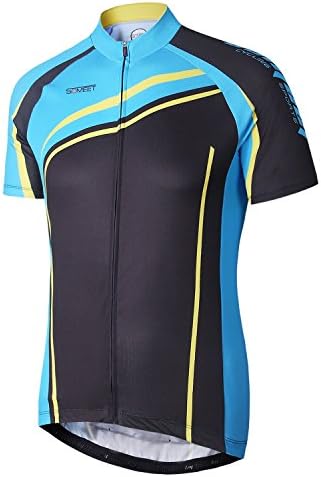 Someet Summer Cycling Jersey - Breathable Shirts Comfortable 3D Cushion Quick Dry Road &amp; Mountain Bike Clothing - Short Sleeve Cycle Clothes for Men - Full Zippered Sportswear (Black Blue)