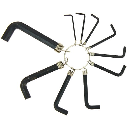 Set of 10 Allen Keys 1.5 mm to 10 mm Chrome Metal