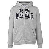  Lonsdale Herrens 2S Zip Kapuzenpullover Kapuzensweatjacke Grau Marl/schwarz XL