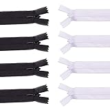 cremallera blanca 💗EL PAQUETE INCLUYE: 50 PCS Cremallera de nylón de 2 colores negra y blanca, 25 Pack por cada color. Gran cantidad es suficiente para satisfechar su necesidad de costura.