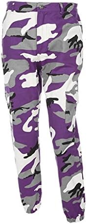 Womens Leggings Pants,LILICAT Women Sports Pants, Camo Cargo Pants Outdoor Casual Camouflage Baggy Loose Trousers Jeans Smocked Waist Harem Hippie Pants (Purple, Size:L)