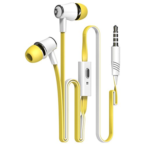 Tefamore Auriculares Estéreo De 3.5mm Con Micrófono En-Oído Para Teléfono Móvil (Amarillo)