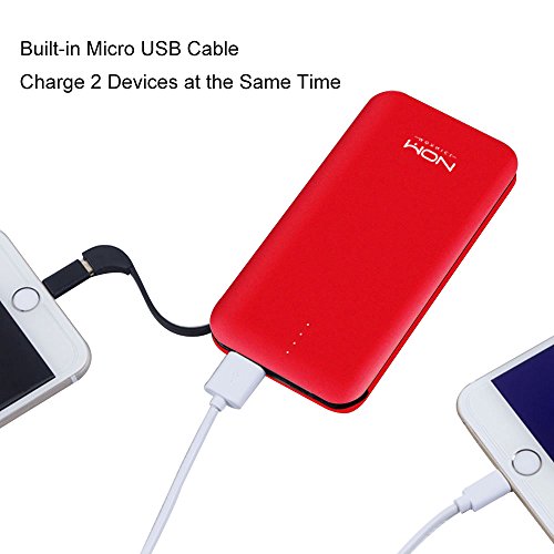 Moxnice Batterie Externe 10000mAh Power Bank Petit Chargeur Portable Rapide et Portable de Batterie avec Micro USB C  ble Int  gr   pour iPhone Android Samsung Galaxie Huawei iPad Tablette  rouge 