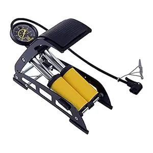 Toxen Portable Double Cylinder High Precision Pressure Air Pump with Pressure Gauge for Car Tyres, Bicycle Tyres, Bike Tyres, Motorcycle Tyres, Balls, Air Mattress, Kayaking.