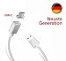 Produktbild Techberg Deutschland USB-C in Bester QUALITÄT: Magnetisches USB C Ladekabel Android Smartphones Tablets - SCHNELLLADEFUNKTION - 30 Tage Geld ZURÜCK - DEUTSCHE Marke - Datenkabel mit USB-C (Silber)