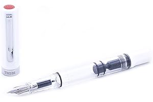 TWSBI eco blanc, plume plume m, demonstrator-kolbenfüller, piston fountain, pen