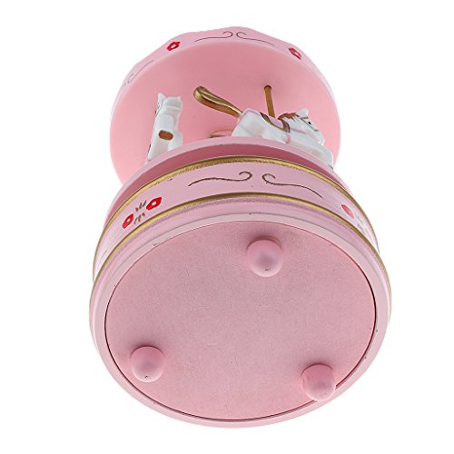 Holz Merry-go-round Karussell Aufzuwickeln Spieluhr Kinder Geschenk-pink - 6