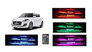 RAA_S Multicolor color changing with Remote Control LED illuminated car door scuff plates/sill plates/footsteps/kicking plates/welcome pedal for SWIFT-with wiring -compatible for all car models