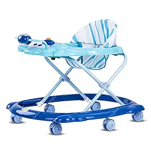 Baybee Baby Walker Round Kids Walker for Babies Cycle with Adjustable Height and Musical Toy Bar Rattles and Toys Ultra Soft Seat-Activity Walker for Kid and Wheel 6 Months to 2 Years (Blue&SkyBlue)