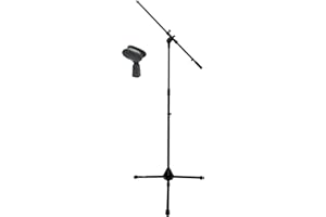 TEK audio MS290 Professional Microphone Stand with Boom all Metal with regular/standard mic clip/holder