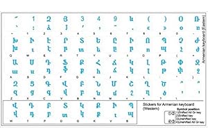 LA CAVERNE D'EABANI Arménien Autocollant Clavier Transparent avec des Lettres Bleu - Convient Tous claviers