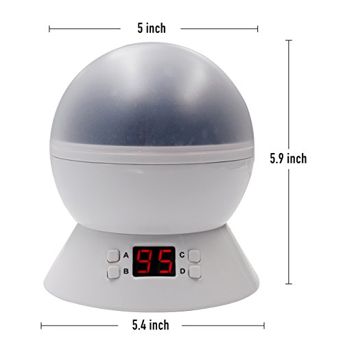 Timer-Stern-Projektor, MKQPOWER neue Erzeugung, die Mond-Stern-Projektions-LED-Nachtlichter-Spielwaren-Tabellen-Lampen mit Timer shut off & EU-Adapter, entspannende Schlaf-Hilfe für Kinder Projektions-LED (Weiß) - 7