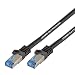 Produktbild Ligawo Patchkabel Cat.7 S-FTP PiMF RJ45 Cat6A Stecker für Netzwerk/Internet Anschluss ( 15m ) - schwarz