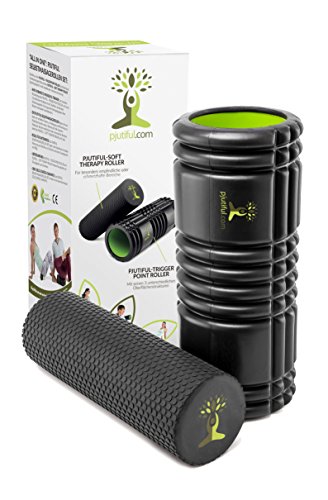 PJUTIFUL SELBSTMASSAGEROLLEN SET - „All in 1“ Faszienrolle: Inklusive Übungsvideos und Übungsposter. 100% Geld - zurück Garantie. 2 hochwertige Faszien Roller (wird auch Foam Roller, Blackroll oder Fitnessrolle genannt ) - zur ultimativen Entspannung und Behandlung des Bindegewebes.