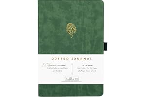 SCRIBBLE & DOT Bullet Journal/Carnet en pointillé A5 - Monstera - Ultra Épais, Papier 160gsm – Cahier de Notes Signature, Relié à la Main – Dotted Journal à Points pour les Artistes et les Créatifs