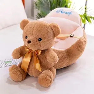 Ram Products Teddy Shape Soft Plush Cushion Sofa Seat | Velvet Rocking Chair for Kids (Brown, for 7months and Above)