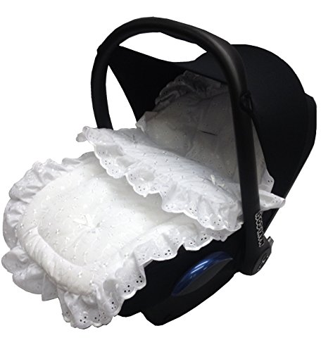 Broderie Anglaise Car Seat Footmuff / Cosy Toes Compatible with Recaro White