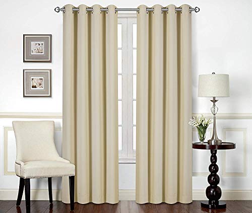 [2 Paneele] Vorhang - Verdunkelungsvorhang, wärmeisolierende Fenstervorhänge / Verkleidungen, opak - Beige (H245 x B140 cm mit Ösen) - von Utopia Bedding