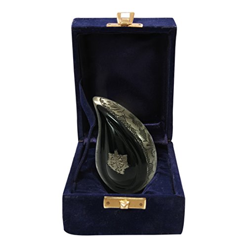 Falling Leaves Andenken schwarz Tropfenform Urne, klein Tropfenform Beerdigung Urns für Asche UK - 4