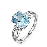 AnazoZ Modeschmuck Ovalschliff 12X10mm Blau Topas Ring Band 925 Sterling Silber Verlobungsringe Vintage Juwelen Geschenk Ringgr.60 (19.1)