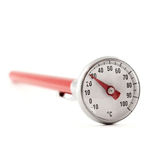 Einstich - Fleisch - Braten Thermometer Wasserdicht . Einstichthermometer Bimetall und Analog rot mit Clip . Spülmaschinenfest