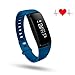 Produktbild Qimaoo Fitness-Armband, Ftiness-Tracker, Blutdruckmesser, Bluetooth 4.0, Herzfrequenz/Schritte/Anrufe/Schlafüberwachung/Kalorienzähler, für iPhone iOS, Android Smartphones, blau