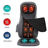 Naipo Shiatsu Back Massager Seat Massage Chair Pad Hip Back Neck Massager Pain Relief with Adjustable Heat Vibrating Functions 3 Massage Zones for Home Office and Car