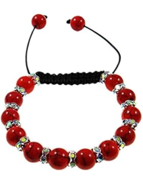 Turkis Woven Ball Armband, rot, 10mm