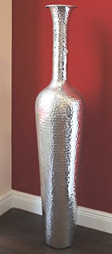 XXL Bodenvase „Hermine“, Metall Alu glänzend Designer-Vase Farbe Silber, 87 cm - 2