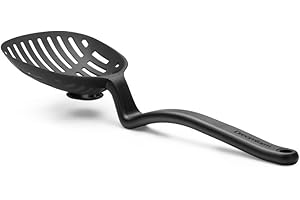 Dreamfarm Lestrain 2-In-1 Cucchiaio forato da Cucina con meccanismo Raccogligocce - 11" Nero