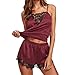 Produktbild Damen Dessous Weihnachten Luckycat Frauen Nachtwäsche ärmelloses Band Nachtwäsche Spitzenbesatz Satin Cami Top Pyjama Sets Nachtwäsche Unterwäsche Reizwäsche Dessous-Sets
