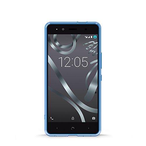 BQ E000636 - Funda para Aquaris X5  Poliuretano Flexible  Laterales semitransparentes   Color Azul
