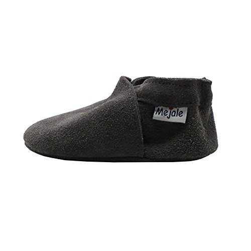Mejale Lederpuschen Hausschuhe Kindergartenschuhe Kuh-Veloursleder Krabbelschuhe Lederschuhe Schläppchen Lauflernschuhe mit Wildledersohle - 5